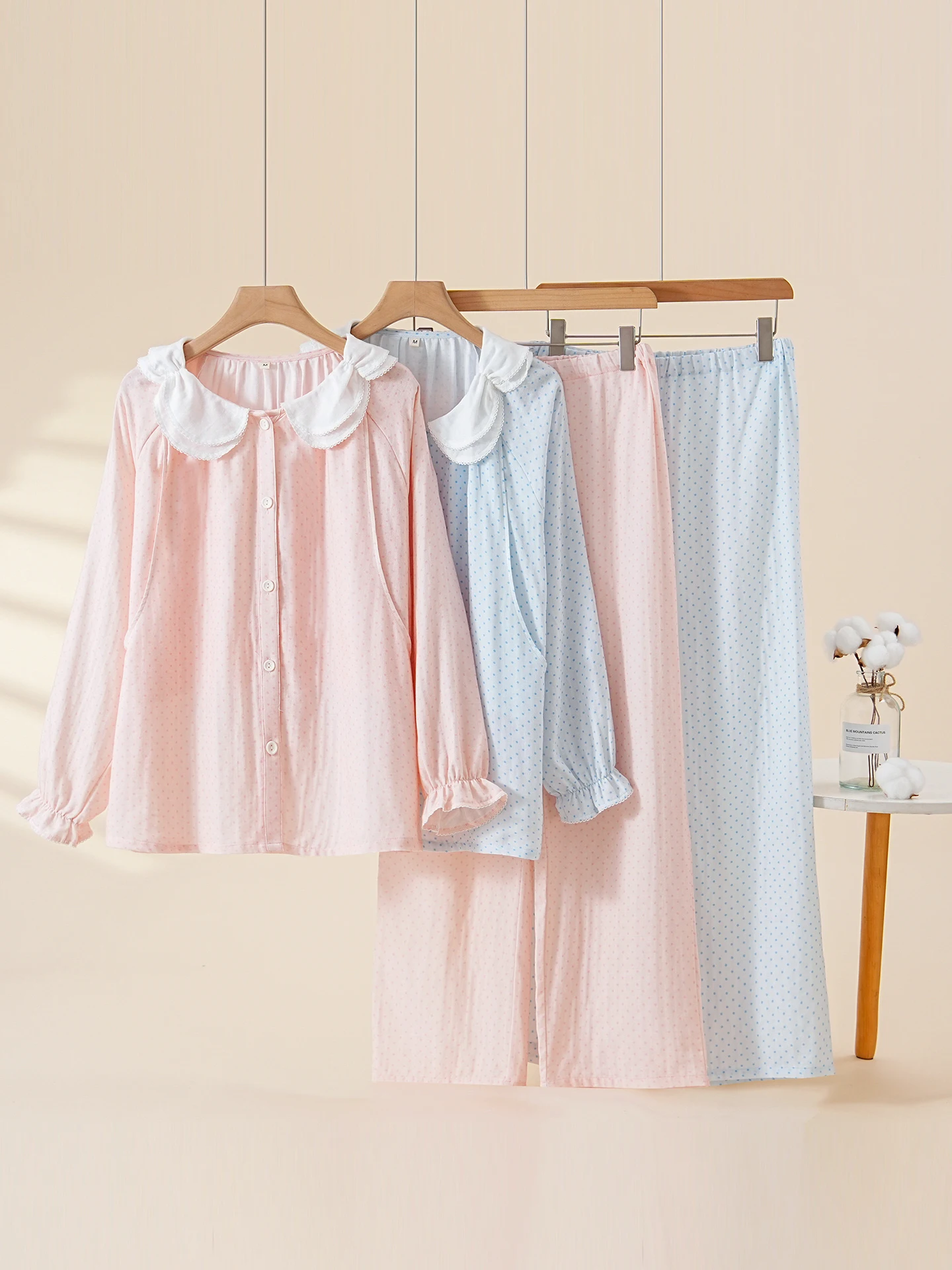pure-cotton-sleepwear-for-pregnant-women-spring-autumn-loose-floral-collar-moon-clothing-breastfeeding-home-clothes-double-layer