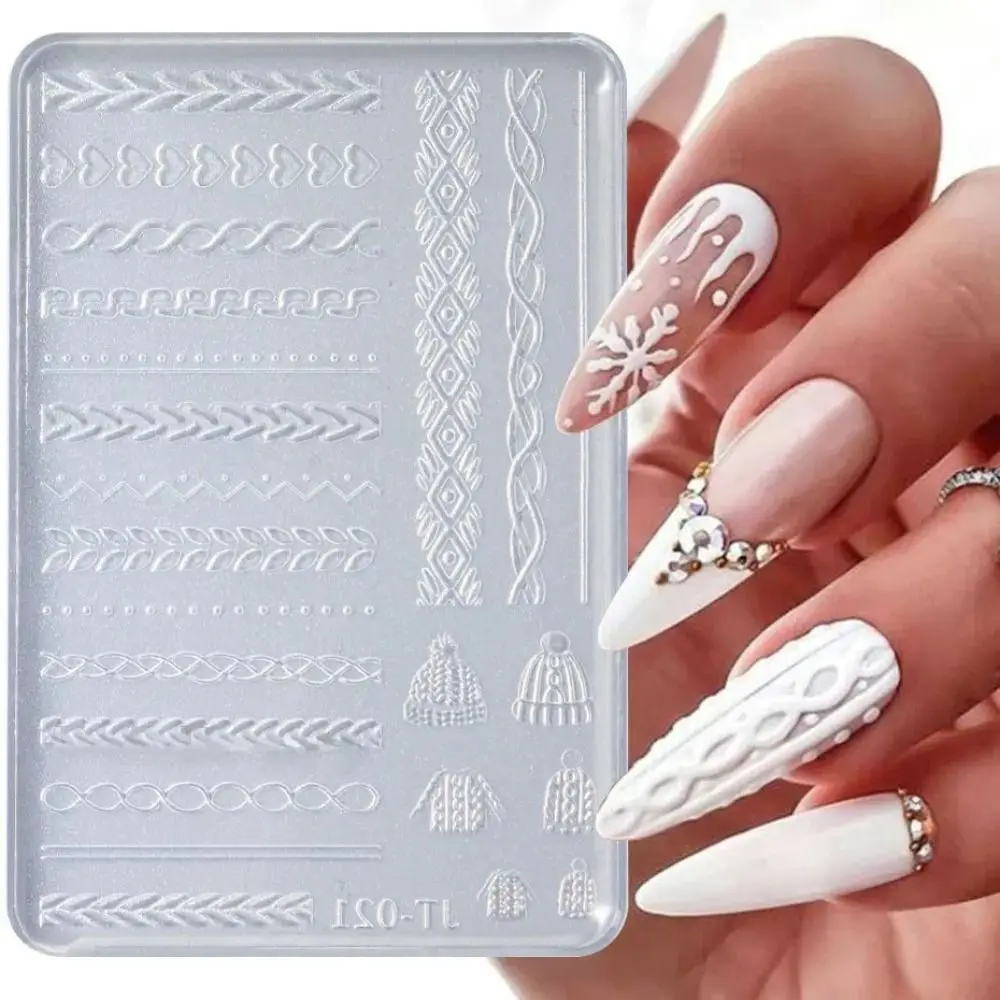 

3D Snowflake Nails Art Silicone Mold Pad Winter Sweater Butterfly Relief Mould Gel Stencils DIY Nail Carving Manicure Tool