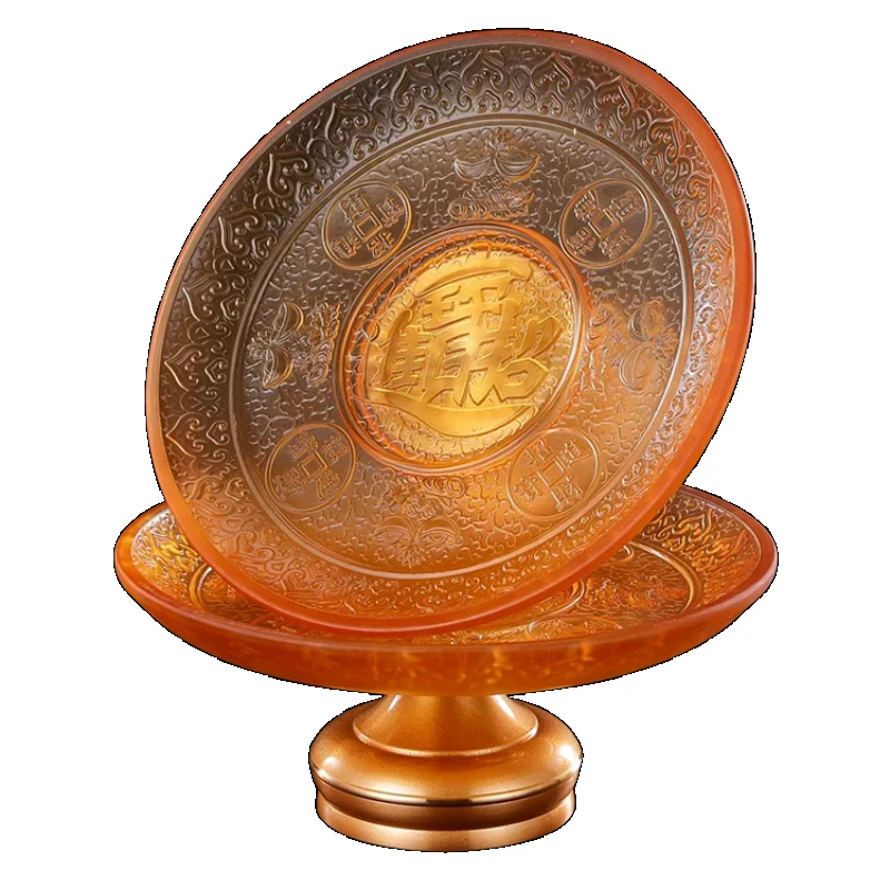 Glass Lotus Fruit Plate, Buddha Hall, Buddha's Front Offering Tribute Household Alloy Buddha Utensils