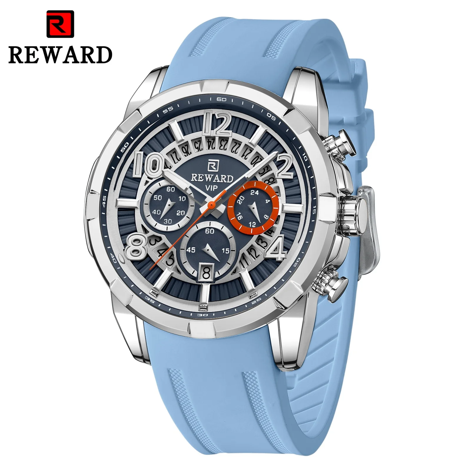 REWARD 832263 Fashion Casual Sports Silicone Wristwatch Waterproof Multifunctional Chronograph Quartz Watch Relogio Masculino