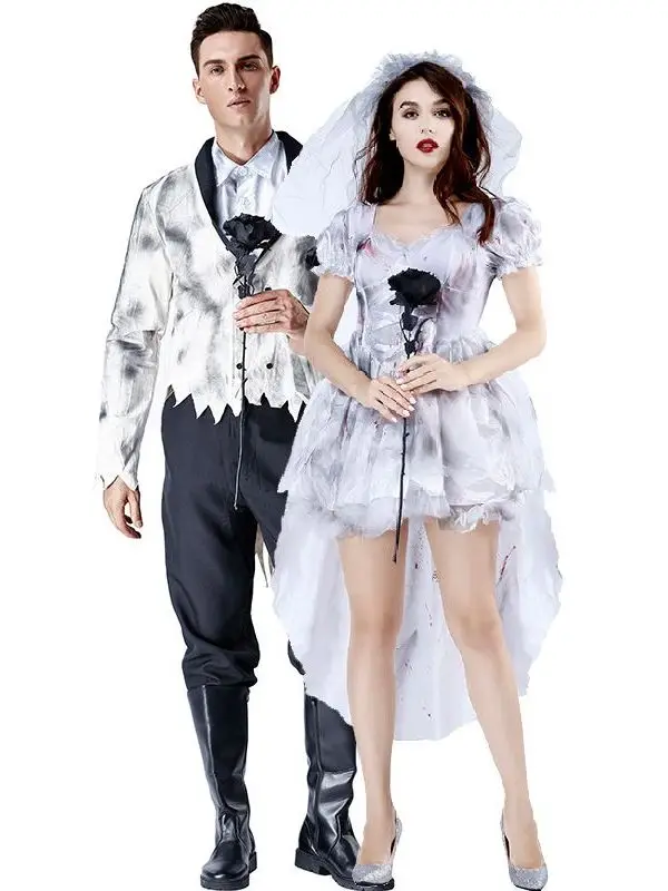

Костюм для Хэллоуина: Платье Злой Призраки-Невесты с эффектом кровавых пятен, женский этнический костюм для сценических выступлений, от китайского производителя
