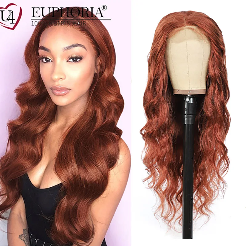 

Brazilian Remy Hair Brown Body Wave 4x4 Lace Closure Wigs Color 27 33 99J Burg 9A Remy Human Hair Lace Front Wigs 150% EUPHORIA