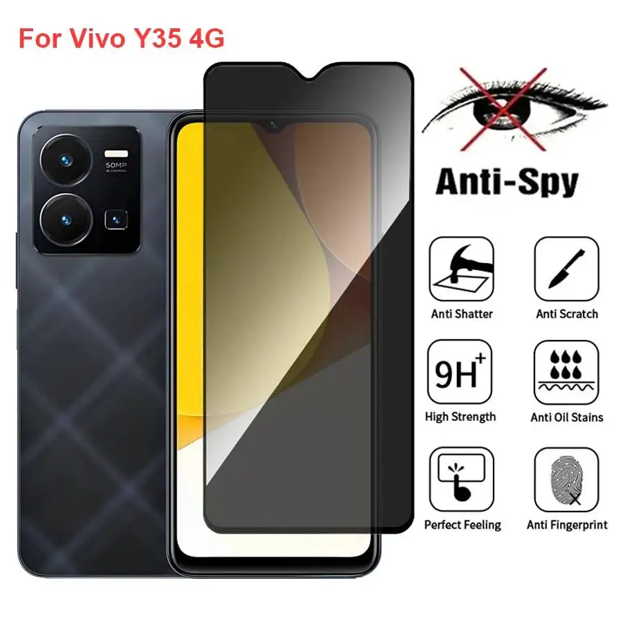 

Vivo Y35 Anti Spy Privacy Tempered Glass Protector Compatible For Vivoy35 4G Full Cover Screen Phone Film