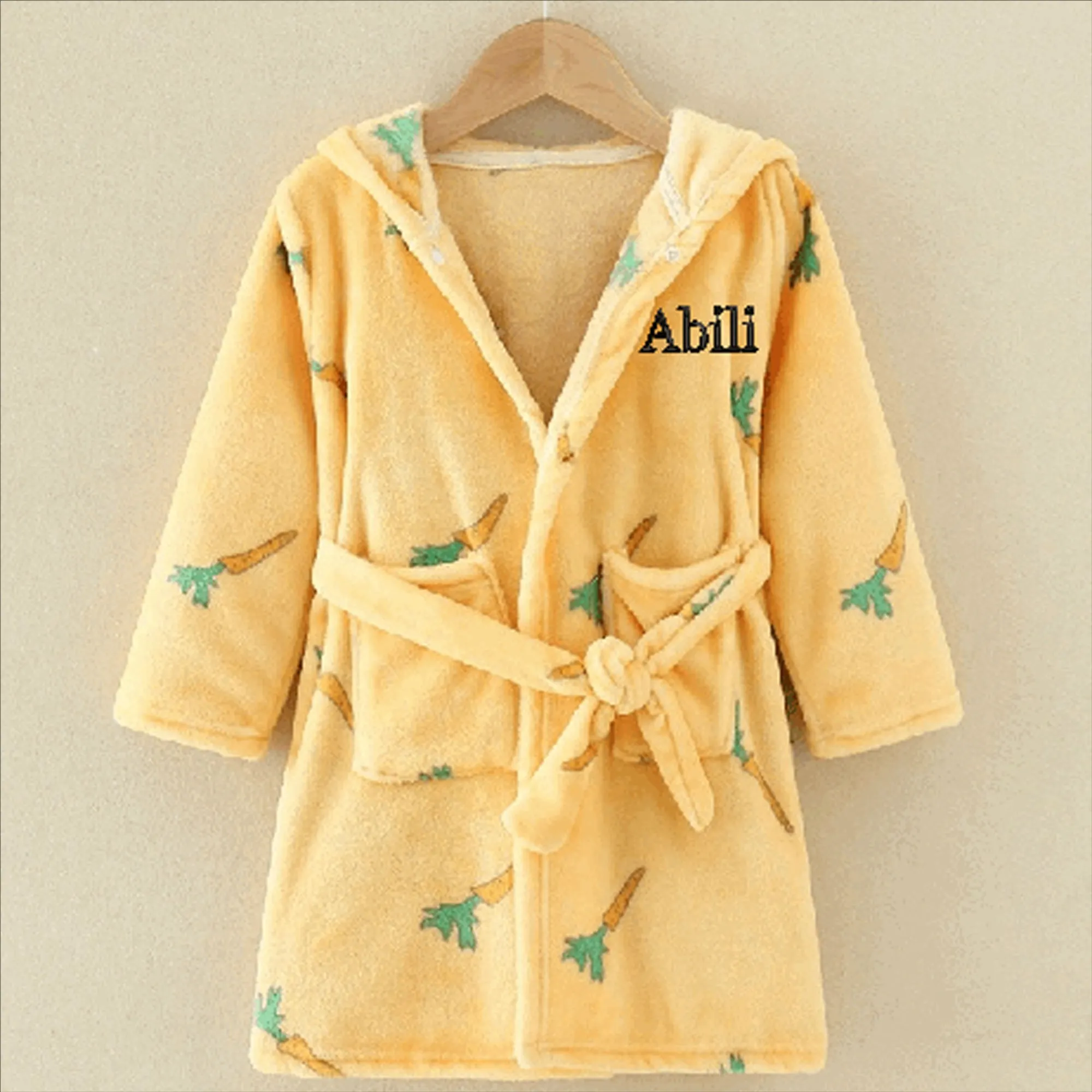 

Custom Cartoon Bathrobe For Children Animal Patterns Flannel Long Sleeve Hooded Kids Clothes Soft Robe Spring Autumn Winter