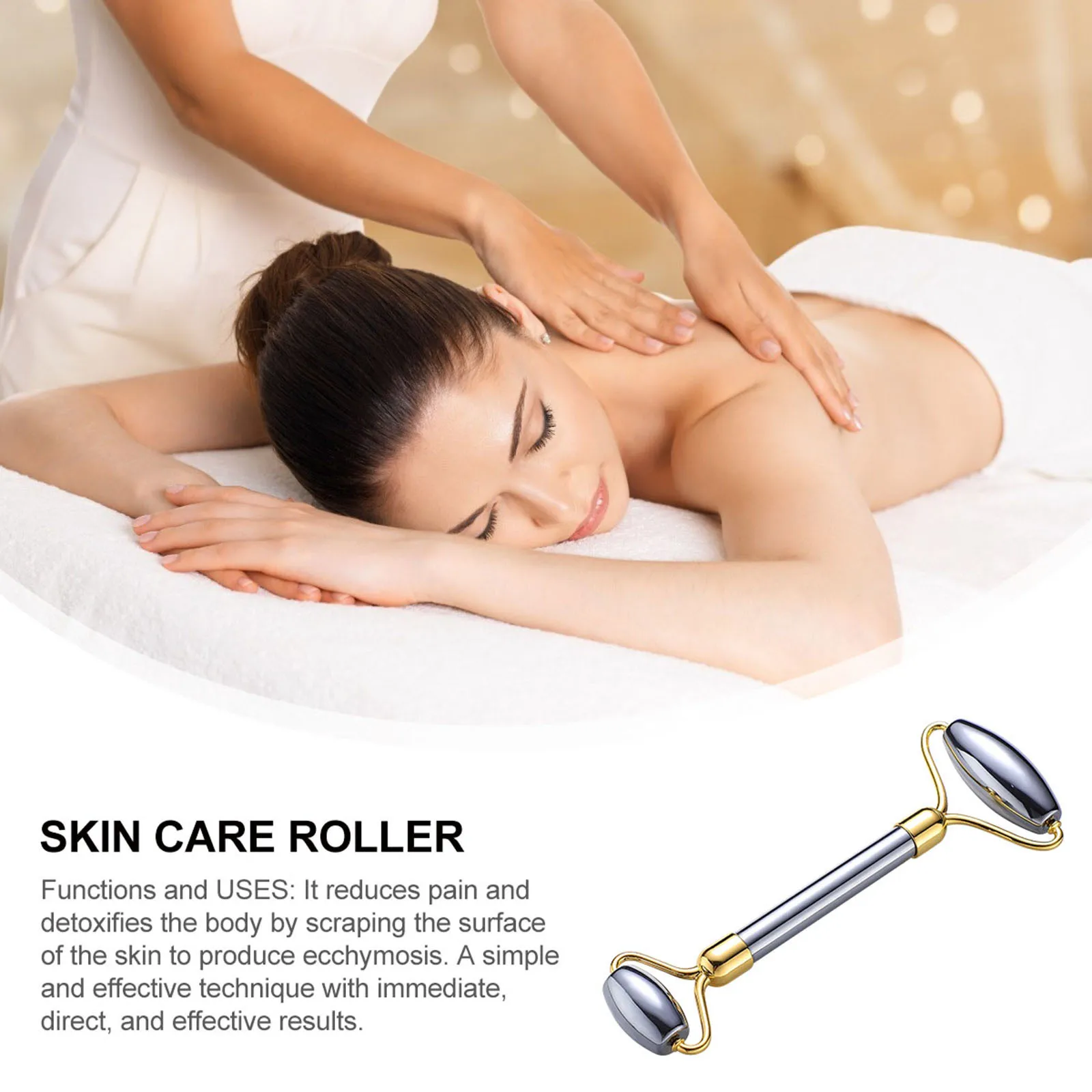 

Double-Head V Face Massager Natural Stone Facial Roller Slimming Tool Anti-Aging Skin Care Roller Depuffing Eye Bag Remover