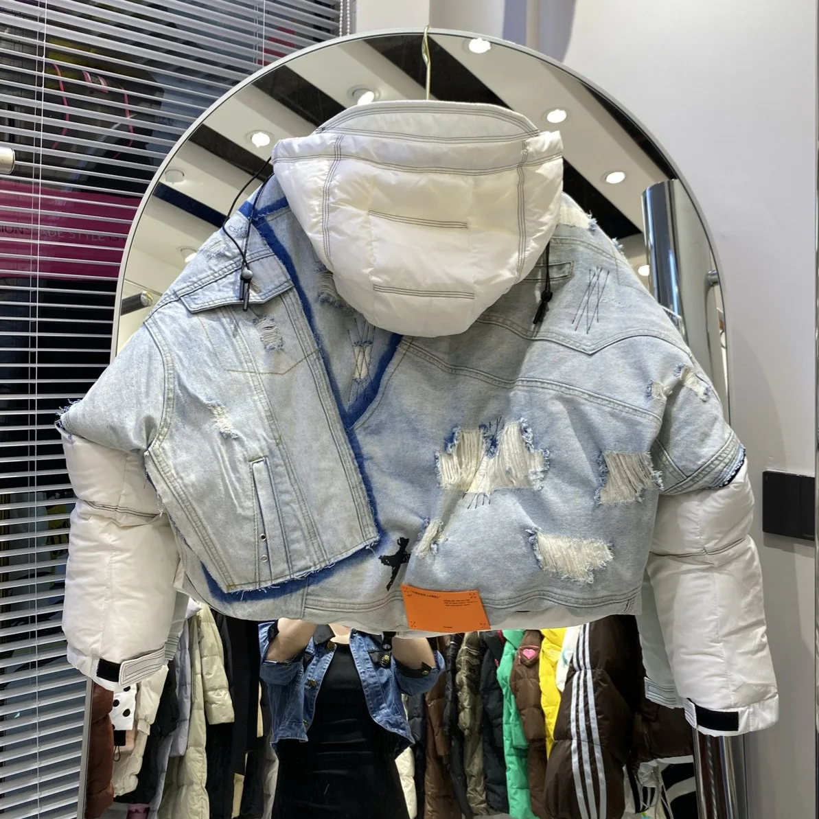 حجم كبير كاوبوي سميكة الأبيض بطة أسفل سترة تقسم سترة الشتاء عالية الجودة موضة هوديي الربط معطف فضفاض منتفخ المرأة