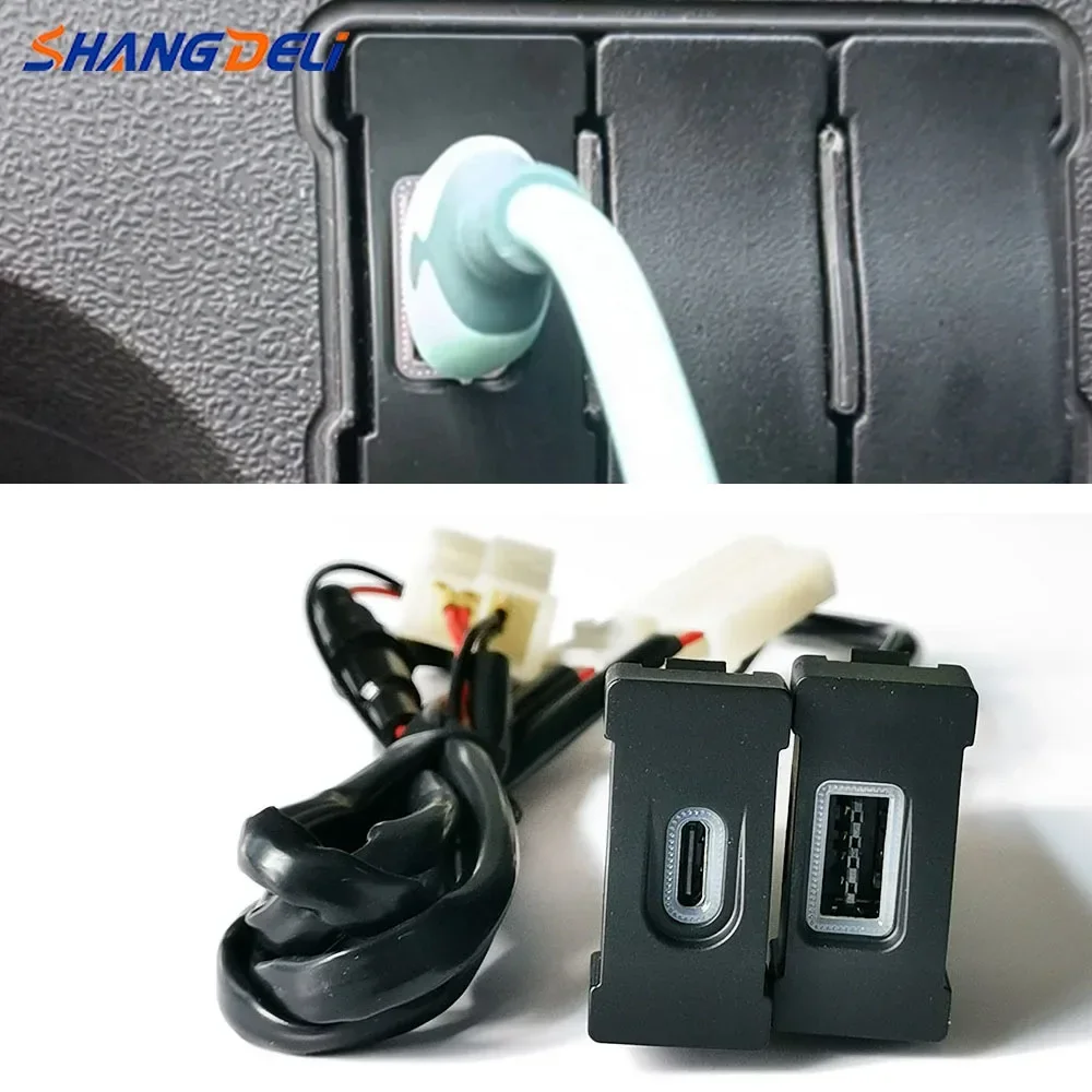 Car Quick Charge Dual QC3.0 USB Charger Type C PD Phone Interface Socket Adapter For Iveco Daily Accessories