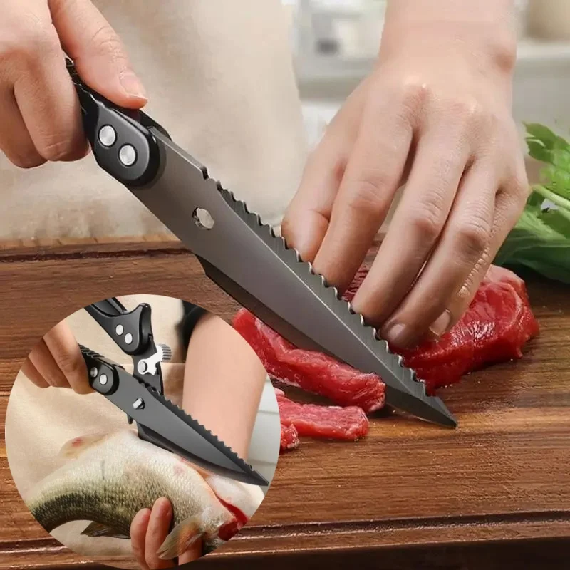 Black Titanium Kitchen Scissors Stainless Steel Strong Chicken Bone Shears Household Chicken Duck Goose Bone Scissors