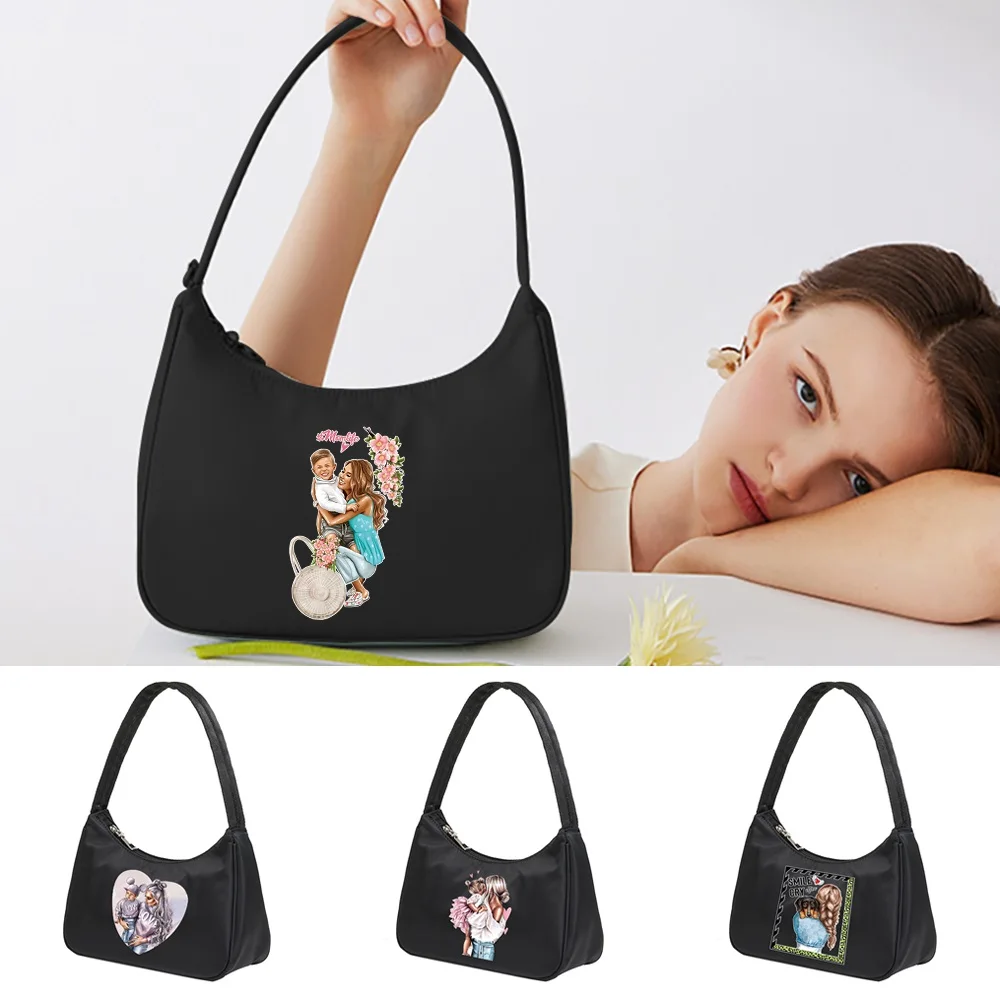 

2025 New Black Nylon Underarm Bag High Quality Durable Mini Phone Purse Fashion Casual Cosmetic Storage Pack Mom Series