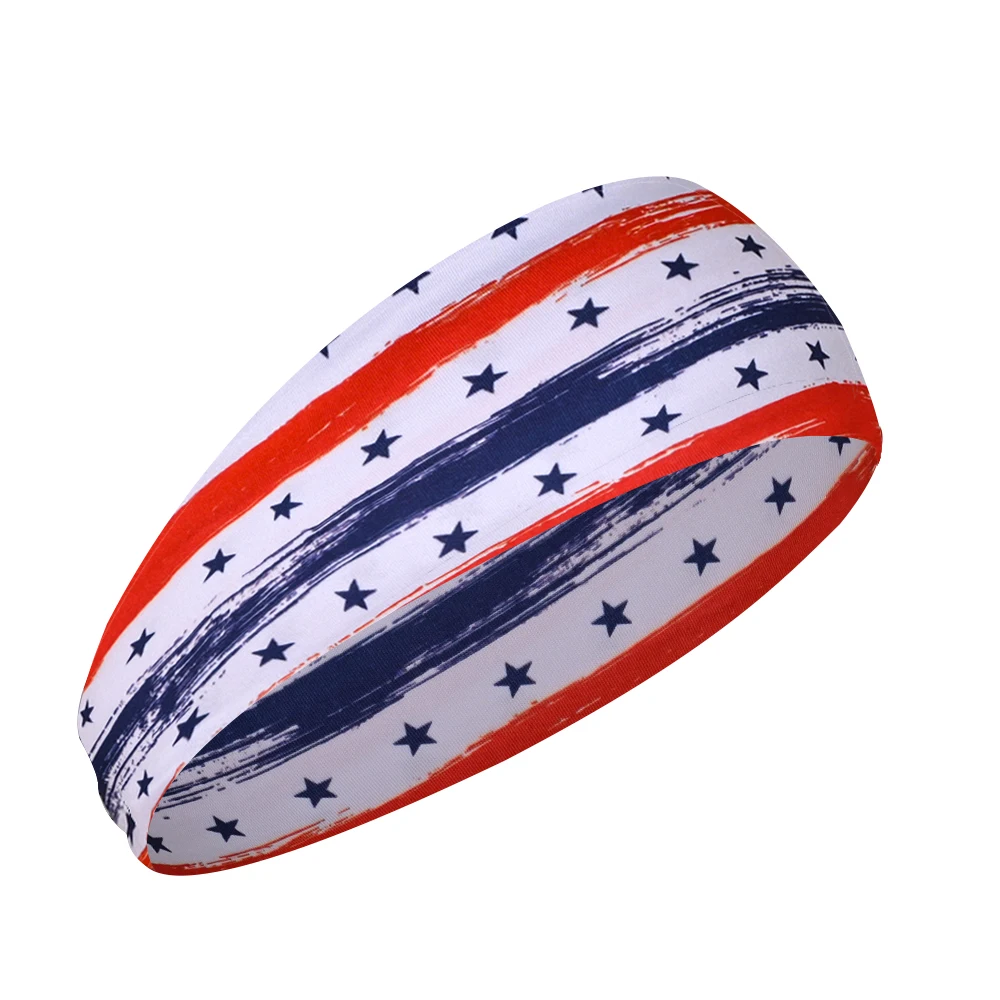 Men Women US Flag Headband Elastic Yoga Hair Band For Volleyball Cycling Fitness Tennis Independence Day Headwraps Sweatband