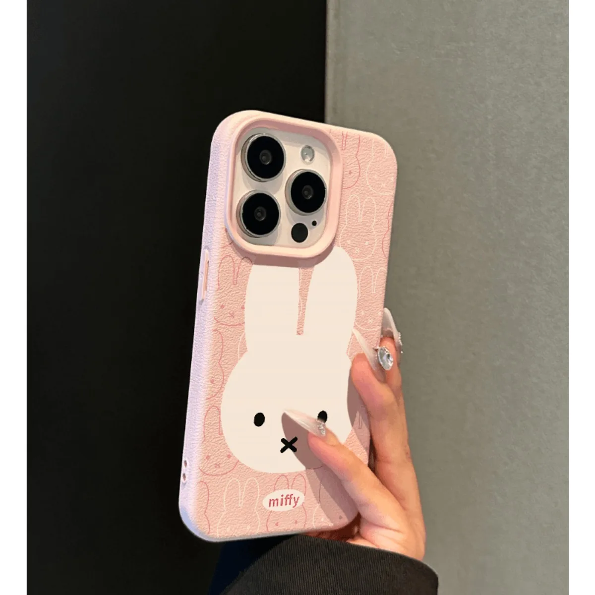 

Kawaii Miffy Rabbit Phone Case Suitable for 16 15PROMAX Phone Cases 14 Creativity Cartoon Lychee Texture 13 Simple 12 Soft Case