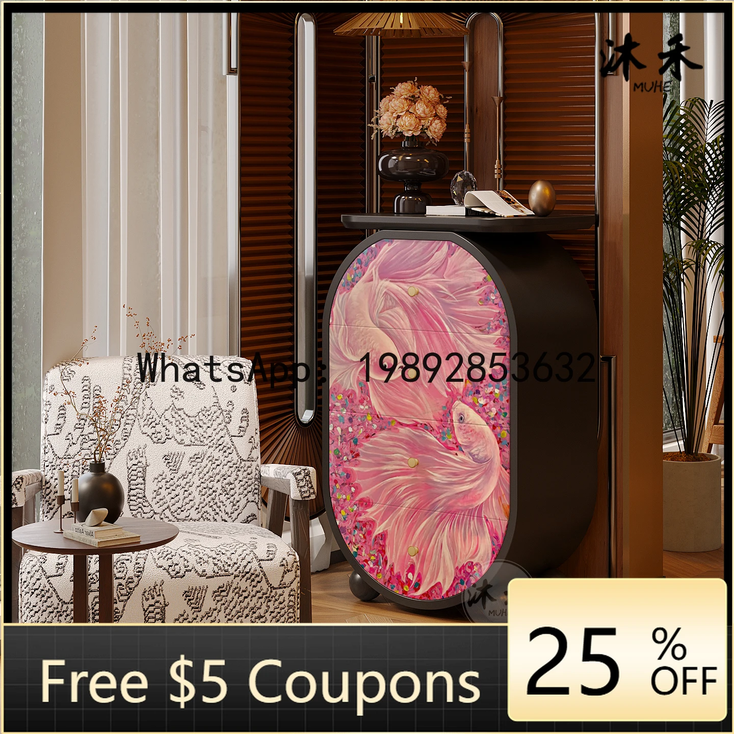 

AB High-end Solid Wood Bedroom Storage Cabinet Living Room Sofa Side Multi-functional Standing Cabinet