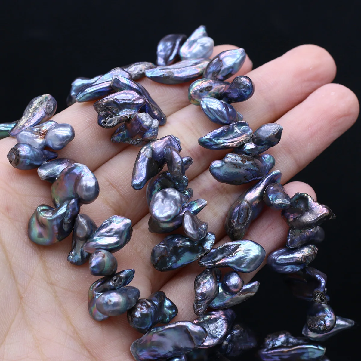 8x12mm Natural Freshwater Pearl Irregularly Shape Black Bead Loose Spacer Bead for Jewelry Making Supplies DIY Necklace Bracelet