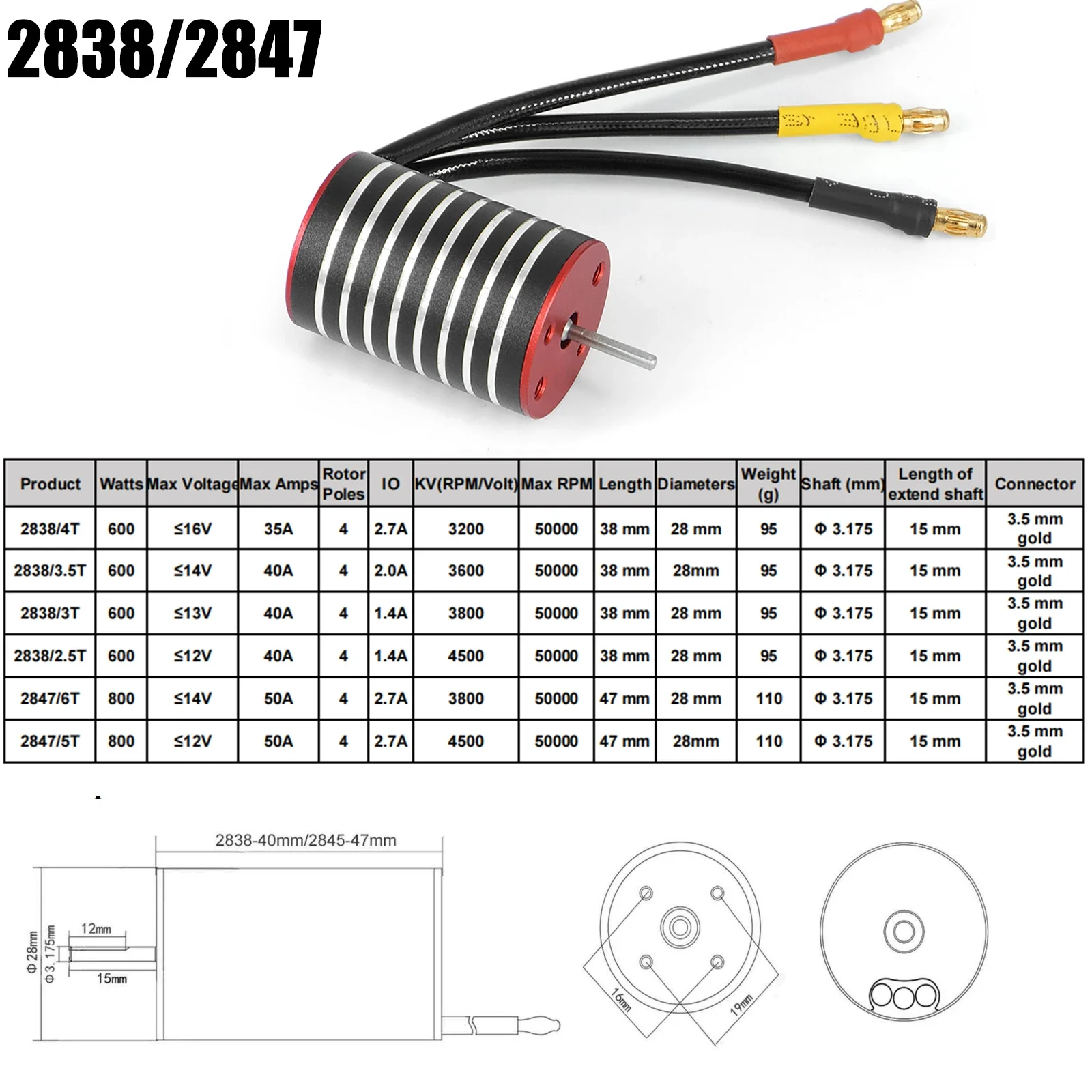 2430 2435 Waterproof Brushless Motor ESC Servo Combo for 1/14 1/16 RC Car Racing Crawler Boat Wltoys 144001 Traxxas Trx4 Axail