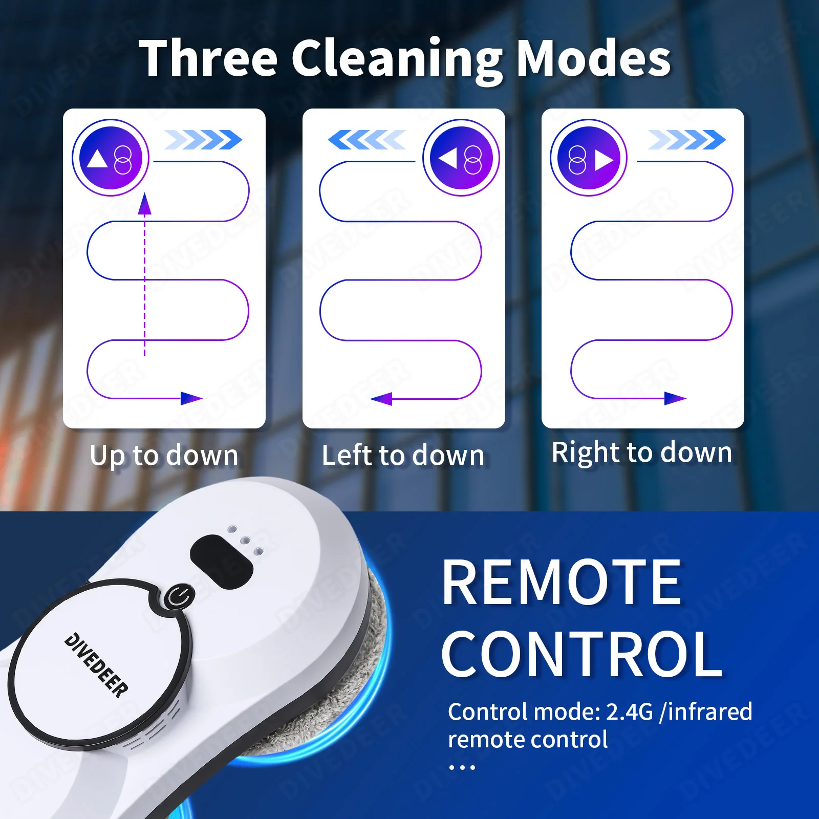 DIVEDEER Window Cleaning Robot Automatic Water Spraying Intelligent Household Electric High-rise Cleaning Outside Window Glass