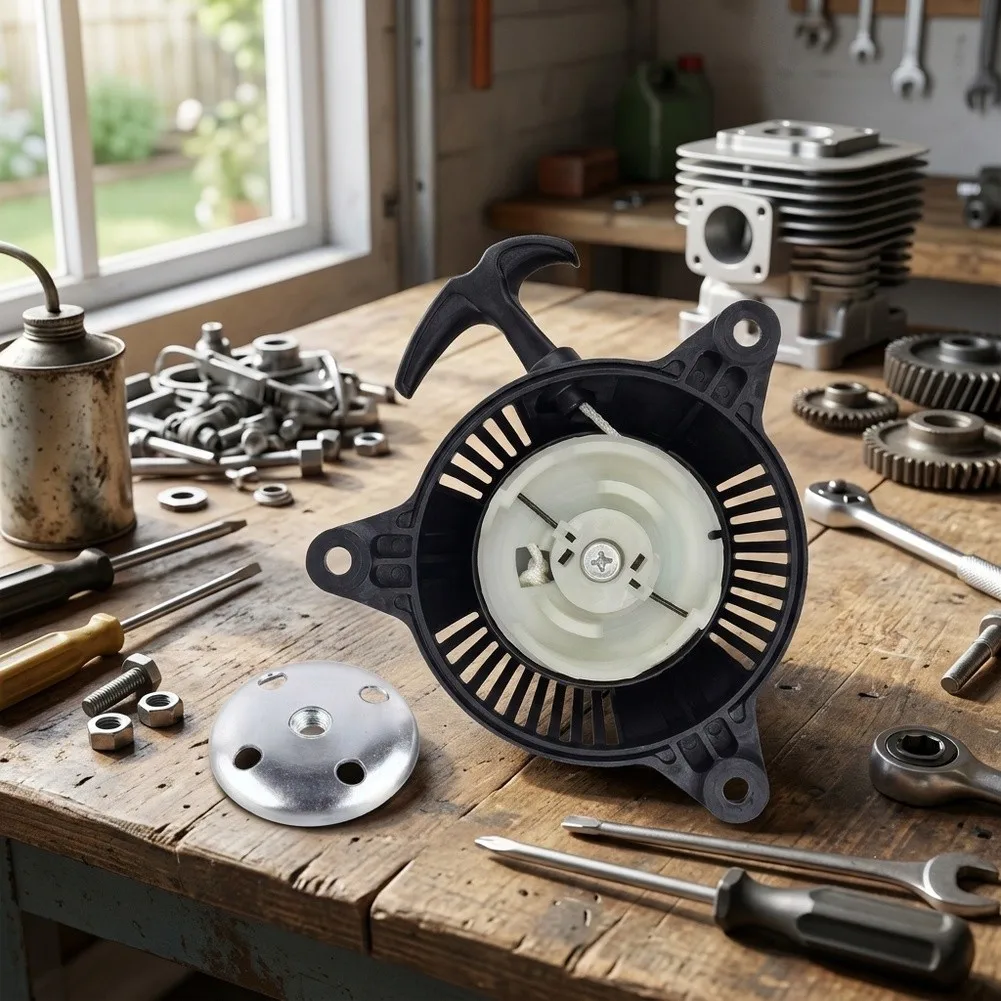 Black Pull Start Assembly Pull Starter Engine Recoil Mechanism Seamless Installation Optimized Recoil Mechanism