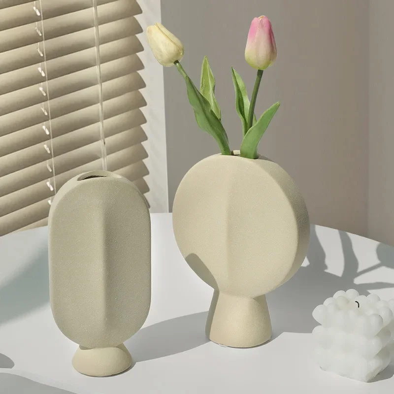 Nordic Face Flower Ware Abstract Frosted Ceramic Vase Living Room Bar Restaurant Clothing Shop Hotel Flower Arrangement Ornament