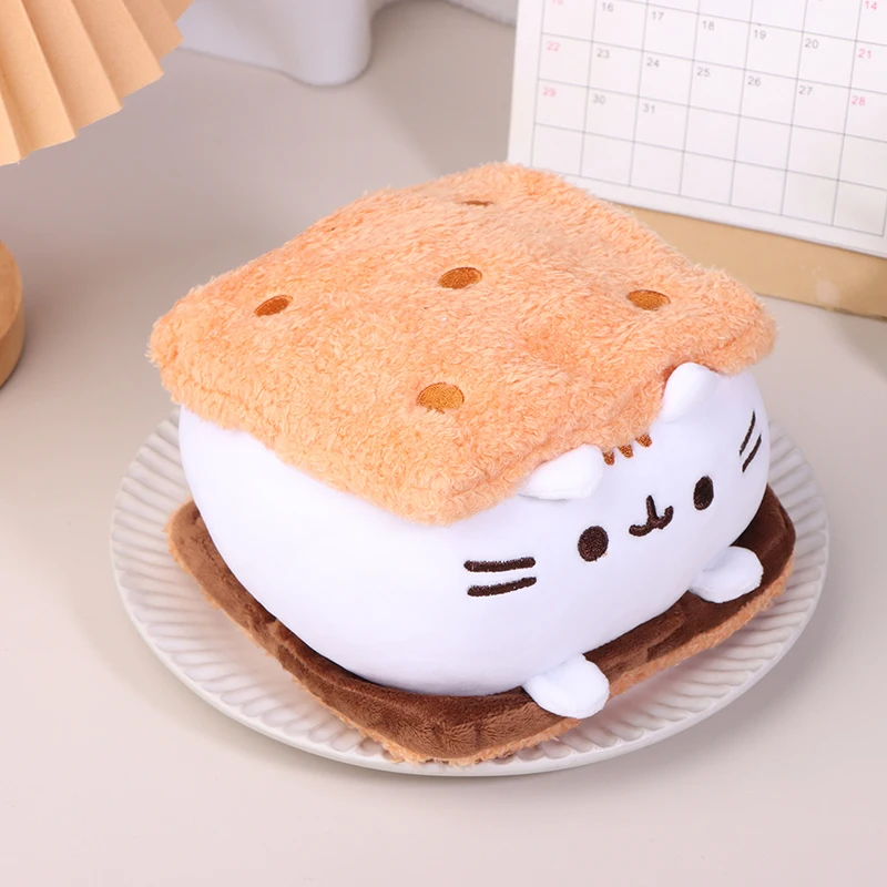 Kawaii Chocolate Cookie Fat Cat Plushies Animal Pillow Accompany Toy Home Decoration