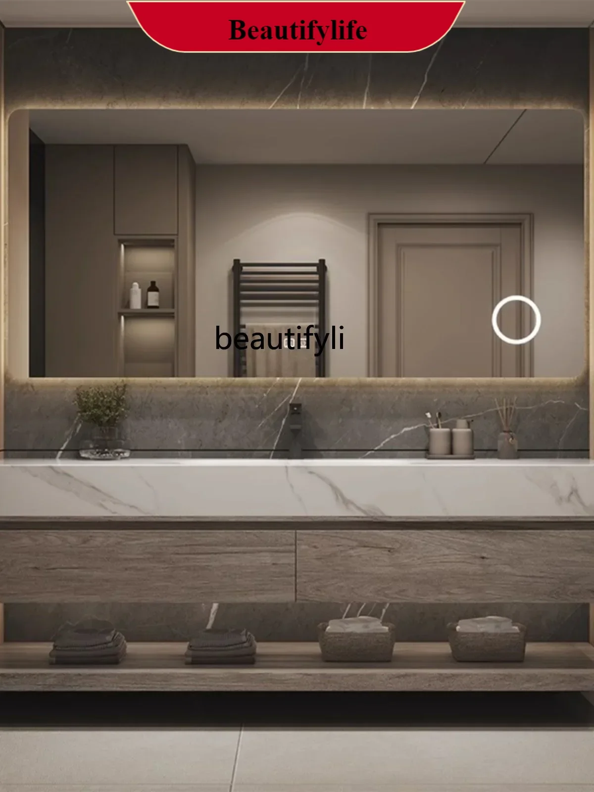 

A185 Stone Plate Hot Bend Whole Washbin Bathroom Cabinet Combination Italian Style Washstand Bathroom Sink Washbasin Cabinet