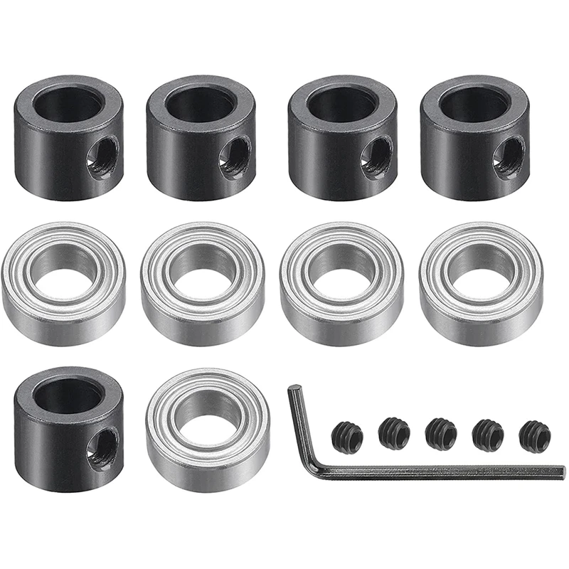 New 5Pcs Bearings Accessory Kit, Fit For 1/4 Inch Shank Router Bit, 1/4 Inch I.D. 1/2 Inch OD Ball Bearing