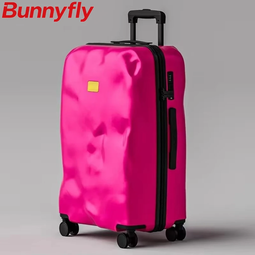 Bunnyfly Retro Trend Luggage Suitcase with TSA Lock Meteorite Crater Design Rolling Travel Bag Irregular Pattern 20/24/26/28 Inc