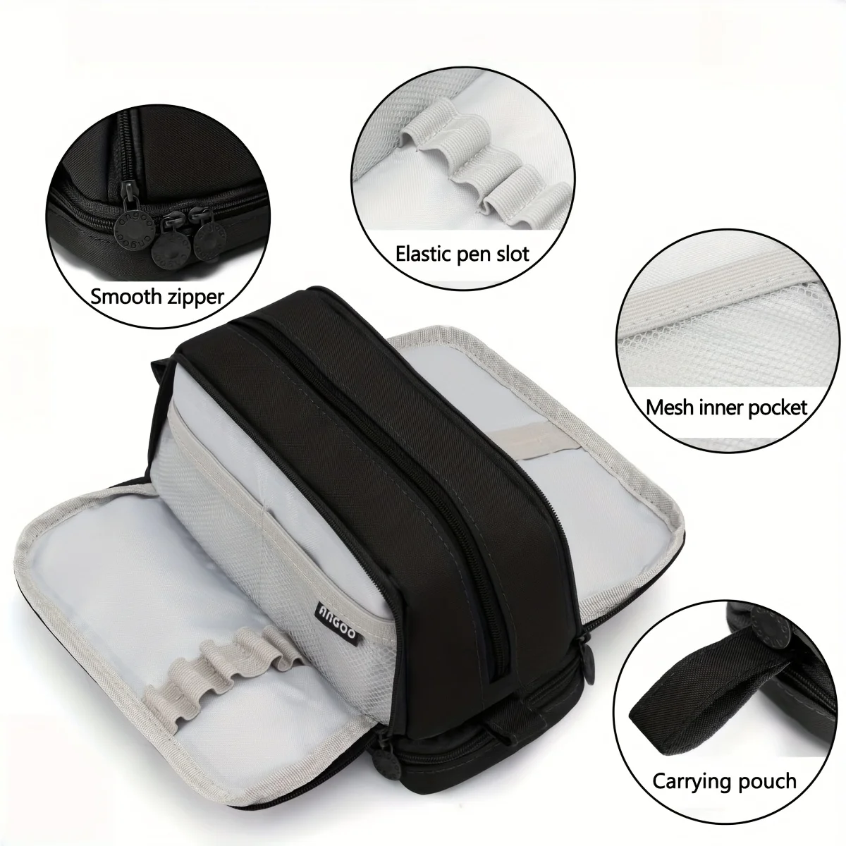 4 قطع من القرطاسية الأنيقة، بما في ذلك مقلمة ذات سعة كبيرة، و12 قلم هايلايتر، و11 قلم جل، و6 أقلام نافورة.