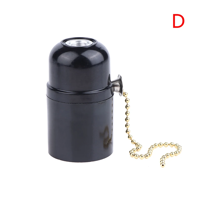 (YY) 1 قطعة 2025 جديد E27 الباكليت الذاتي قفل ضوء الجسم مع سستة التبديل قاعدة مصابيح E27 حامل مصباح الأسنان الكامل مع زر الضغط