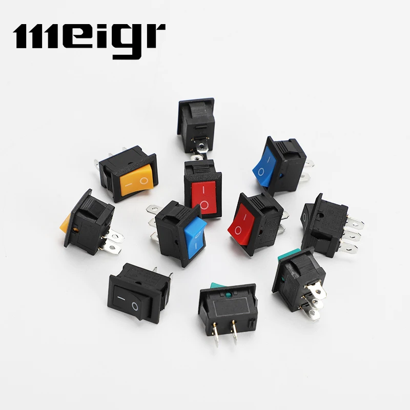 5 PCS/Lot KCD1 21X15mm Rocker Switch ON-OFF 2 Position Power Switch 2Pin 3Pin 6A/250VAC 10A/125VAC Red Blue Yellow Black White