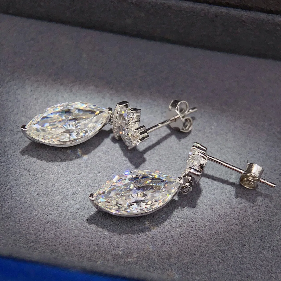 

Роскошные женские серьги из твердой платины PT950 с конским глазом, грушевидные серьги-капли с бриллиантами 2-каратного цвета