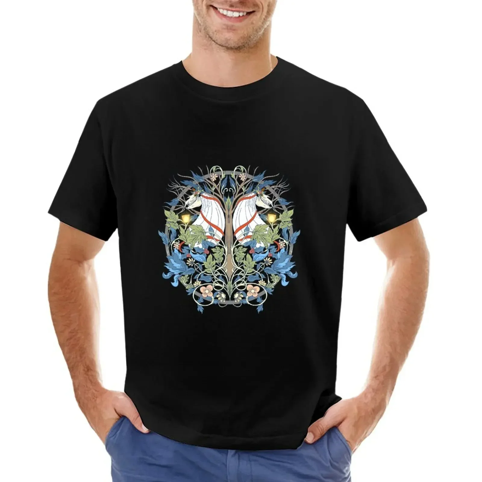 

William Morris Style Mari Lwyd wassail T-shirt customizeds heavyweights cute clothes t shirts for men