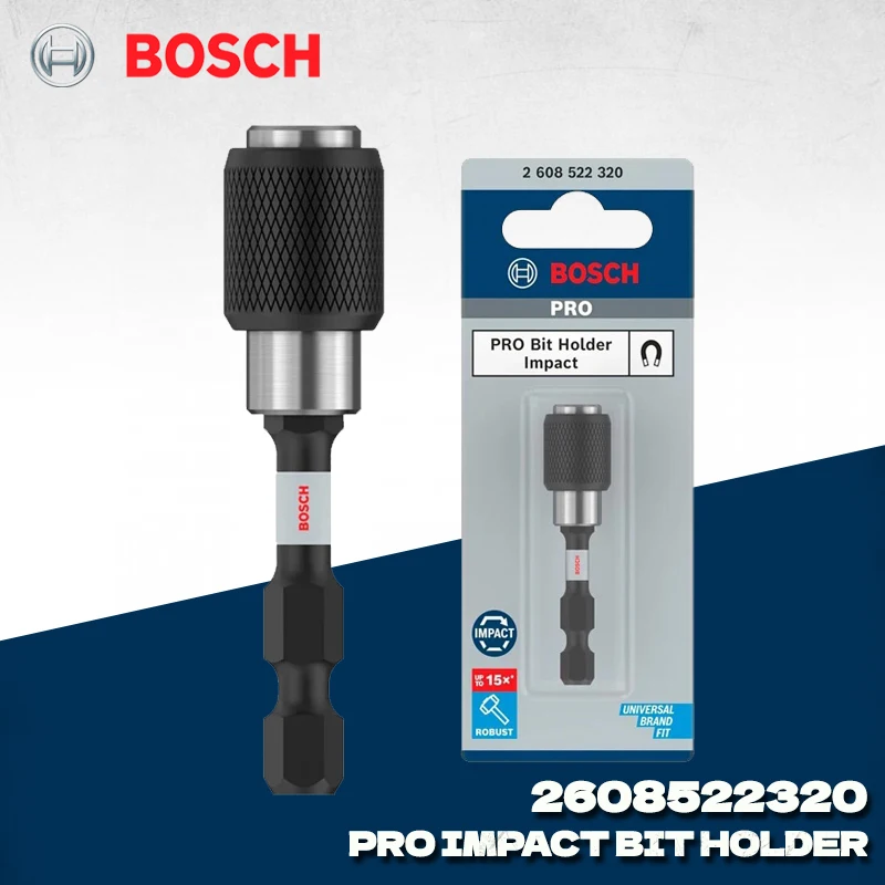 BOSCH 2608522320 PRO Portapunte a impatto a sgancio rapido 60 mm 1/4 pollici professionale con codolo esagonale Pick Click Accessorio per elettroutensili