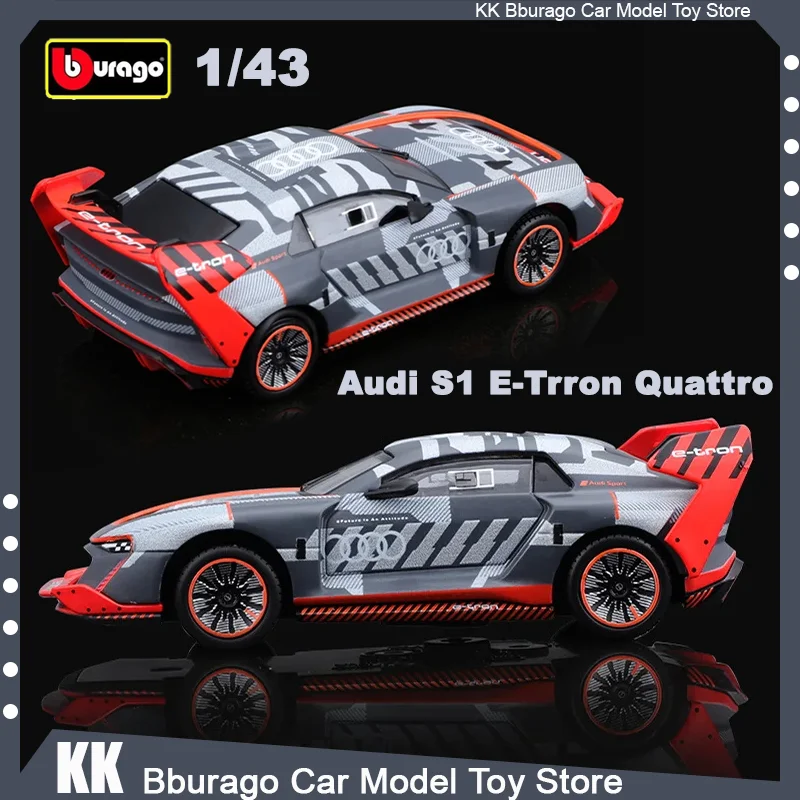 Bburago 1:43 Audi S1 E-Trron Quattro Alloy Miniature Diecast Audi Super Racing Alloy Luxury Vehicle Toy Decor Car Child Gift