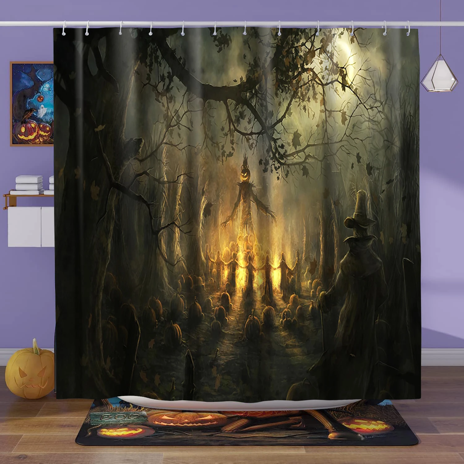 Halloween Horrible Bathing Curtain  Bathroom Shower Curtain Waterproof With 12 Hooks Home Deco Free Ship