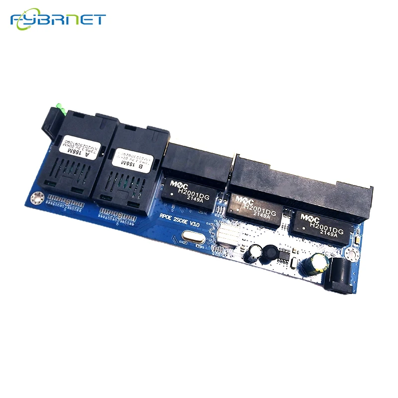 1/10PCS Reverse POE 155M 2 SC 6 RJ45 Fiber Optical Media Converter Board PCBA RPOE switch Fast Ethernet PCBA Board