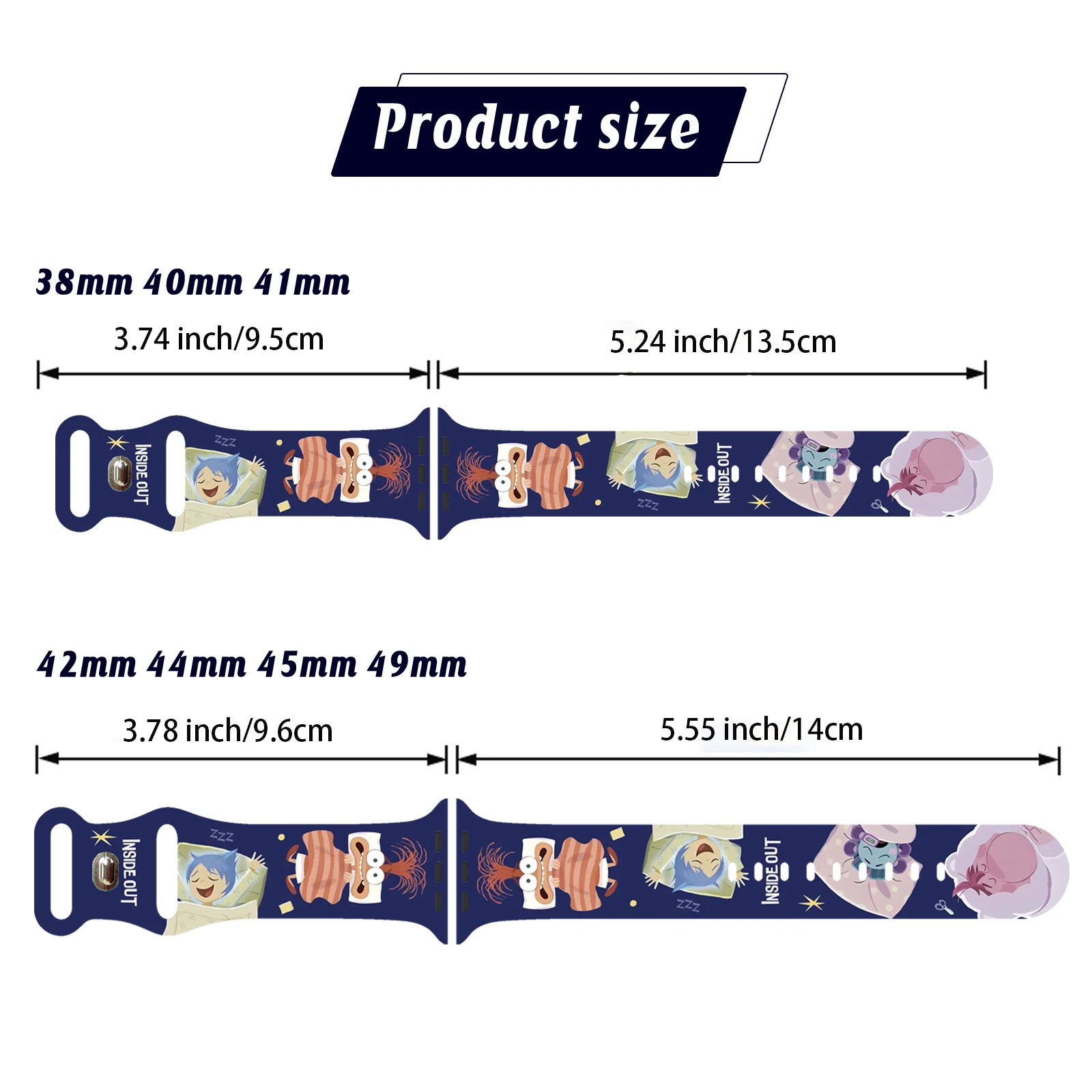 Disney Inside Out 2 Silicone Printed Strap for Apple Watch 9 8 7 SE 6 Band Replaceable Bracelet for iWatch 45mm 44mm 42mm 41mm