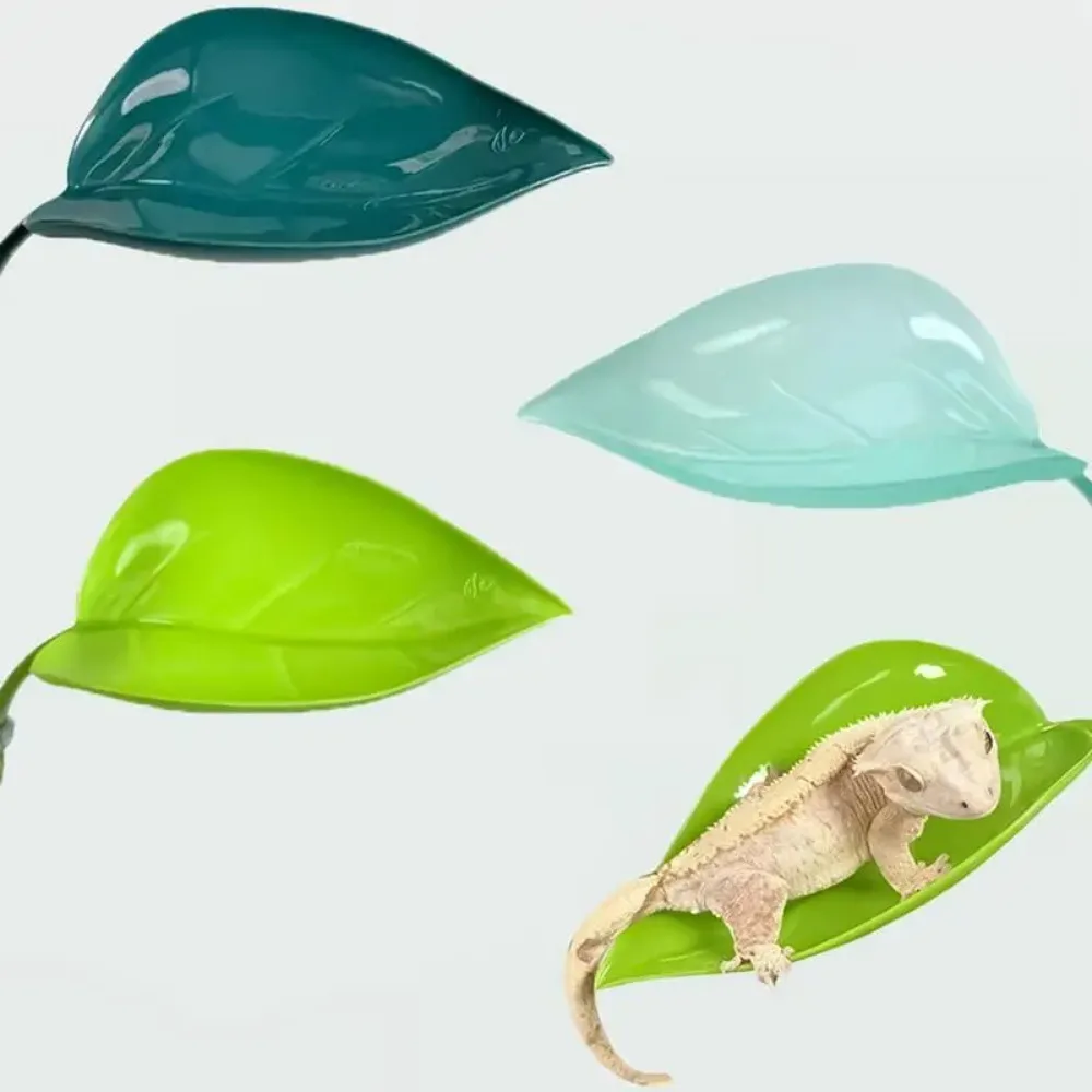 2026 Ventosa de Hoja para Hábitat de Ranas, Área de Baño Solar para Reptiles, Terraza de Descanso para Geckos, Hojas Simuladas, Accesorio para Terrario