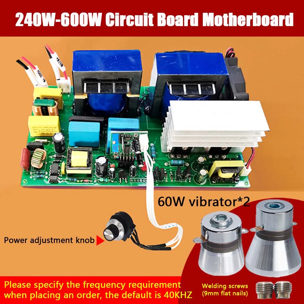 220V Ultrasonic Generator Driver Board 240W/480W/600W Adjustable Power Output, Compatible with 28K/40K/60W Ultrasonic Transducer