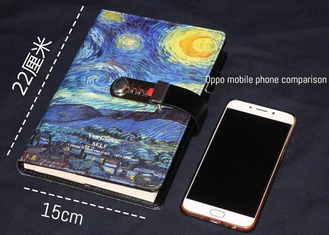 PU Leather Notebook Diary New Password Lock Notebook Creative Diary Notebook 130 Pages 260 Pages Student Secret Custody