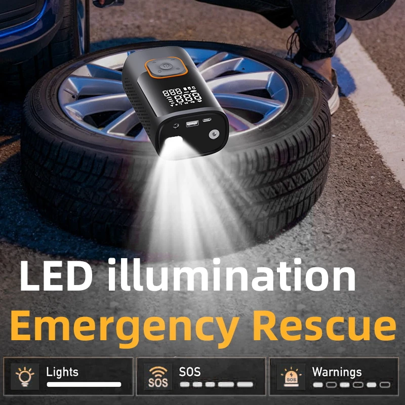 YIJU المحمولة الإطارات الهواء القابلة لإعادة الشحن منفاخ كهربائي لسيارة دراجة ضاغط الهواء الرقمي للدراجات النارية دراجة إطار السيارات #6