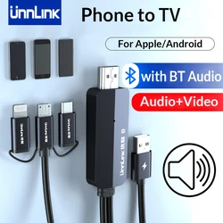 Unnlink Cable convertidor de teléfono a TV Cable HDMI fundido por espejo Lightning Teléfono Android 3 en 1 con Audio MHL para iPhone iPad