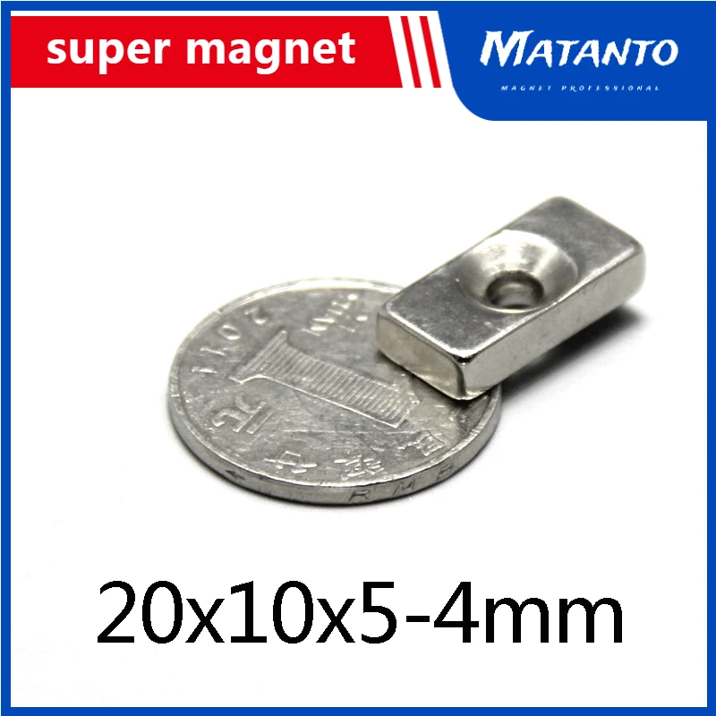 

30~100PCS 20x10x5-4 Powerful Block Magnetic Countersunk Hole N35 Permanent Magnet 20x10x5-4mm Super Neodymium Magnets 25*10*5-4