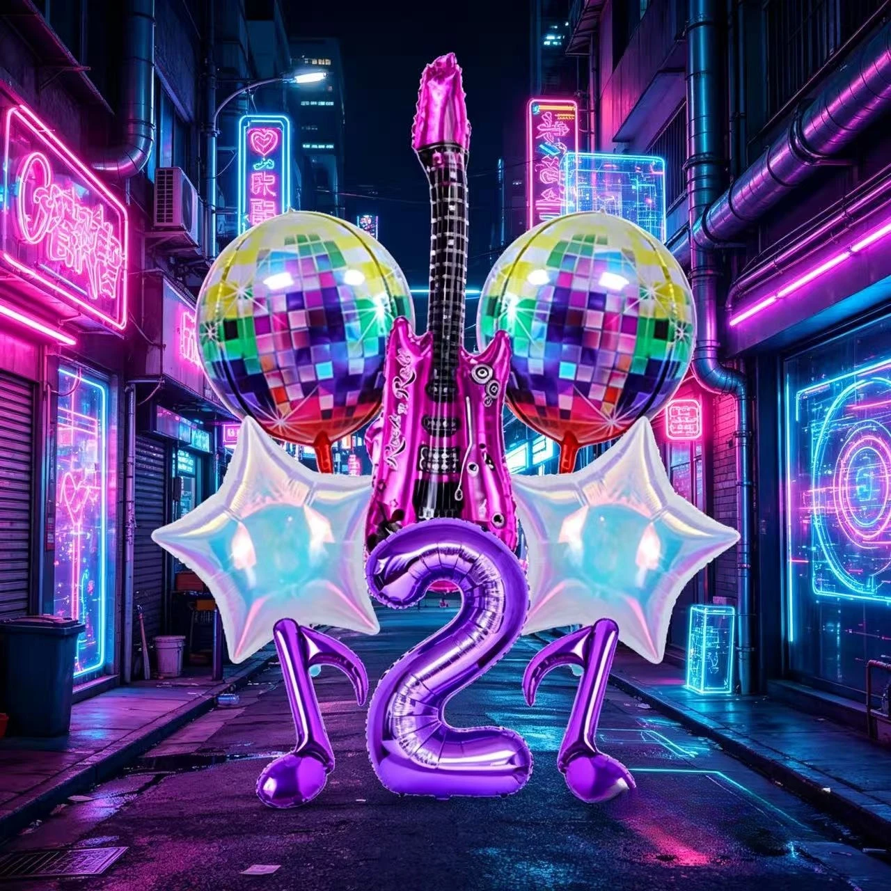 Musik-Ballon Lila Silber Latexballons Kpop Disco für Disco-Musik Abschlussball Fan-Treffen Geburtstagsfeier Dekoration