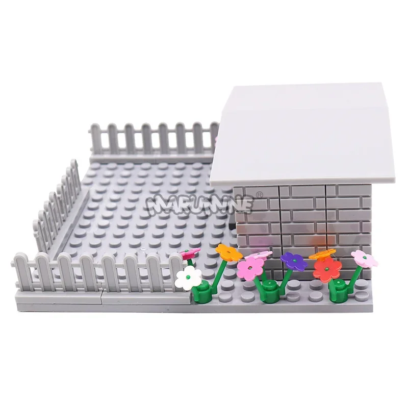 MARUMINE 2 セット MOC 犬の墓地シーン DIY パーツフェンスハウス墓石動物植物庭ビルディングブロックおもちゃ子供のギフト