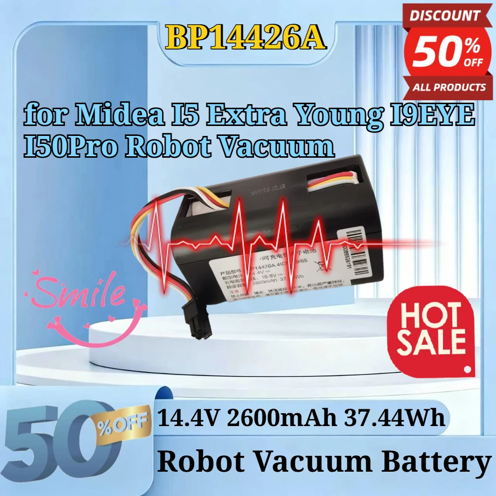 BP14426A 14.4V 2600mAh 37.44Wh High Capacity Replacement Li-ion Battery for Midea I5 Extra Young I9EYE I50Pro Robot Vacuum