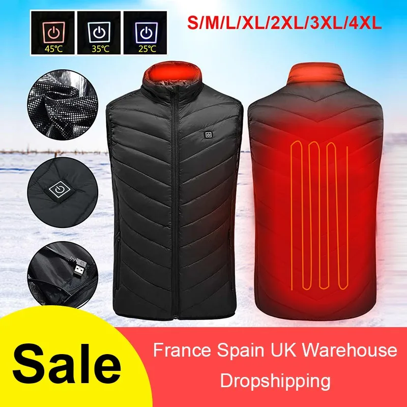 Winter Outdoor Men Electric Heated Vest USB Heating Vest Winter Thermal Cloth Feather Camping Hiking Warm Hunting Jacket