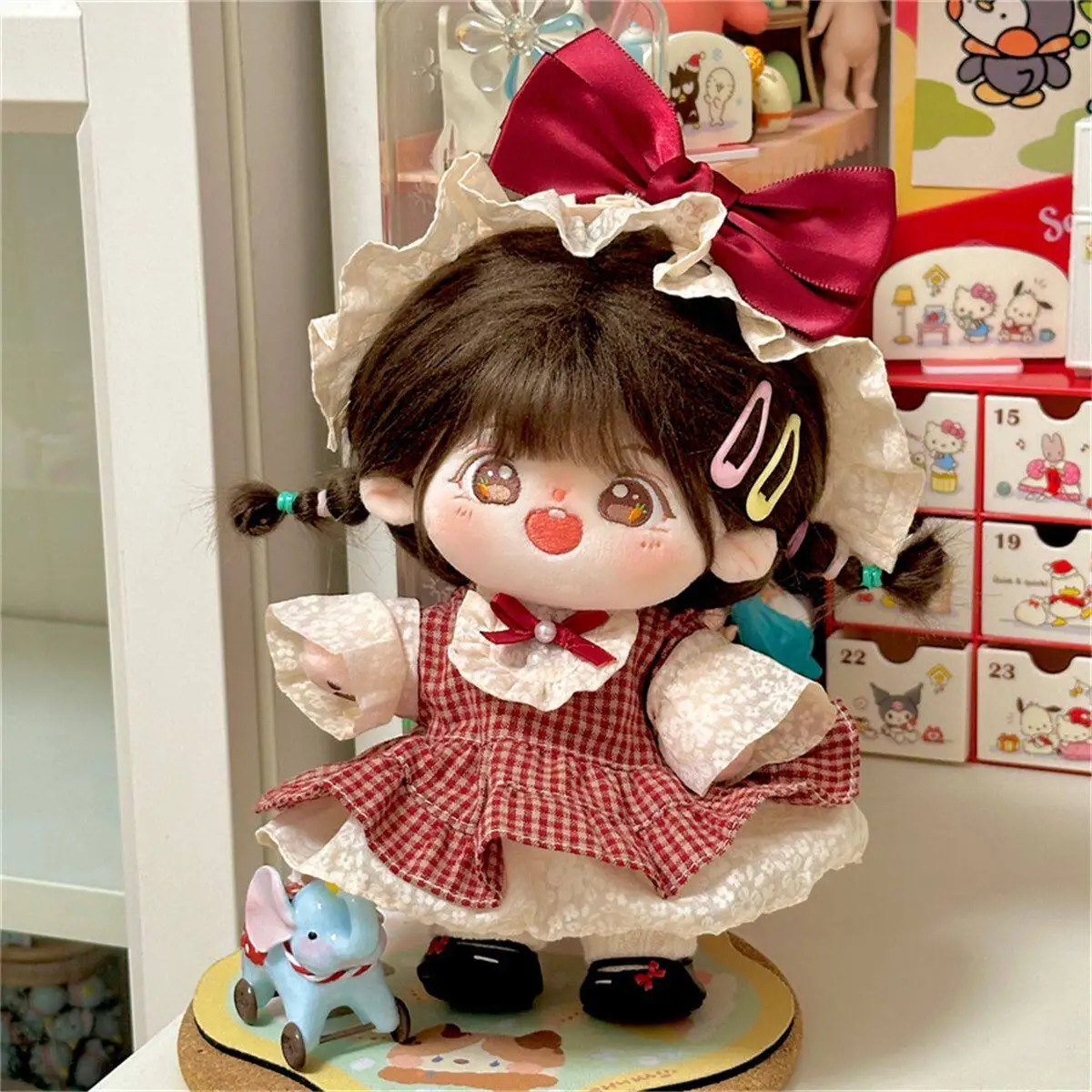 

20cm Cotton Doll Clothes Floral Print Suspender Dress Set Cute Bear Strawberry Decor