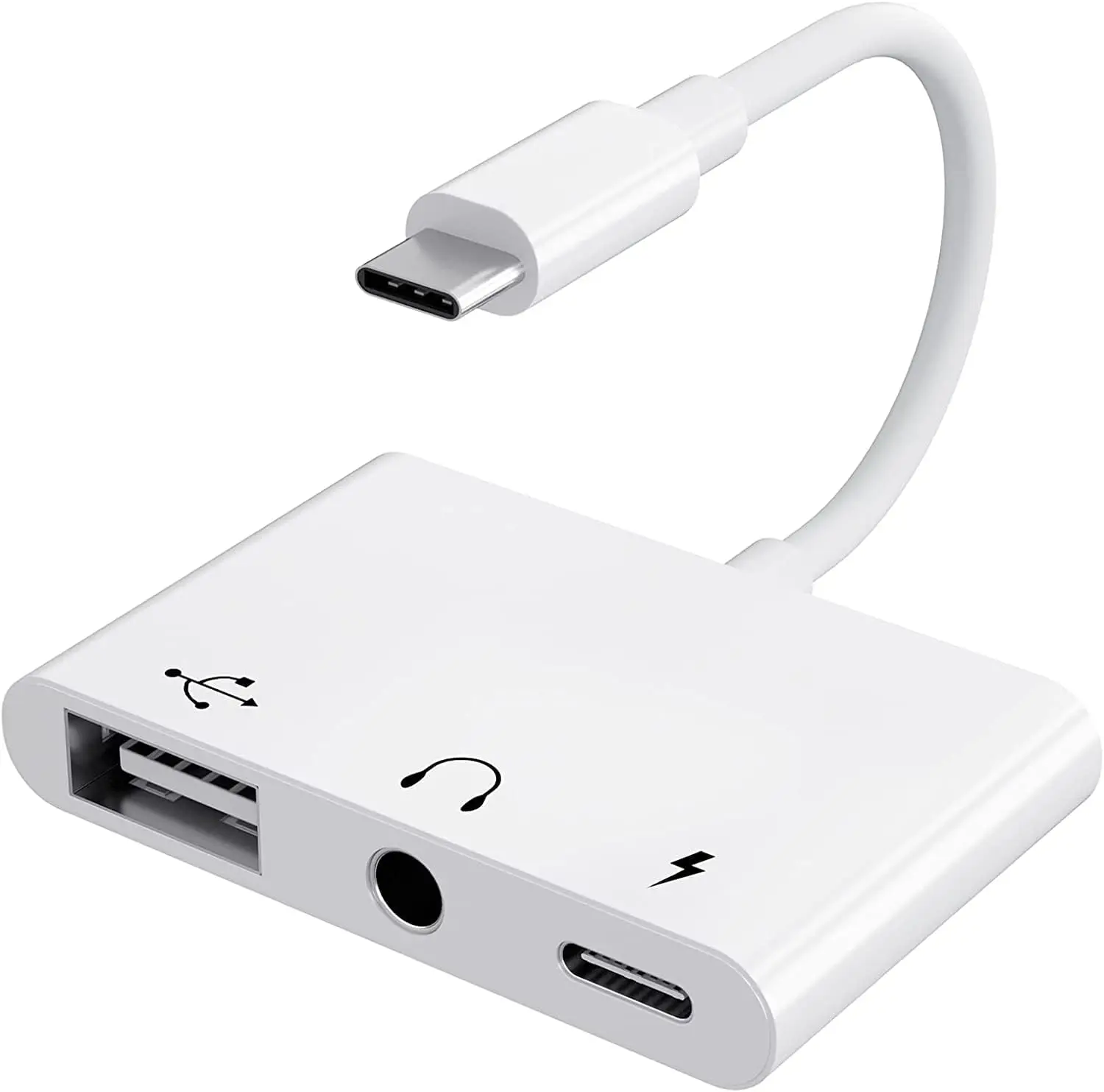 10PCS USB C To 3.5mm Audio & Charging Adapter | OTG Aux Splitter For Samsung S22/S21/S20, IPad Pro/Air, Pixel 4, Laptops (White)