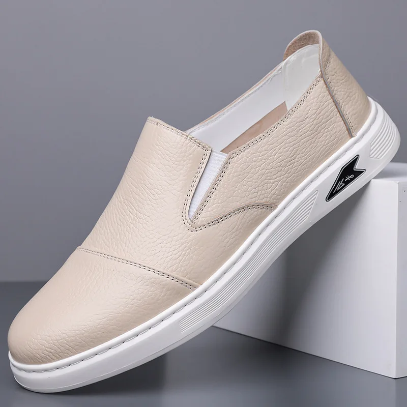 

Новая мужская повседневная обувь из натуральной кожи, удобные лоферы без шнуровки из коровьей кожи, деловая обувь для отдыха