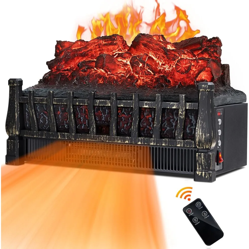 

LifePlus Electric Fireplace Log Heater, 21 Inch Fireplace Insert w/Remote Control 8H Timer Realistic Flame Ember Bed Adjustable