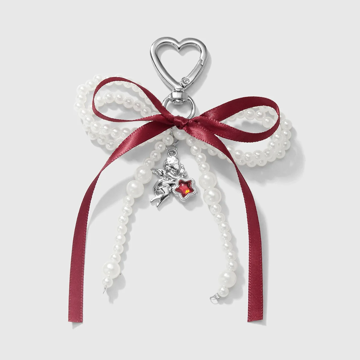 لطيف الشريط القوس المفاتيح حقيبة سحرية على ظهره قلادة هاتف ستار اللؤلؤ الديكور مفاتيح السيارة سلسلة النساء مجوهرات للبنات اكسسوارات #3